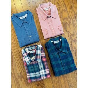 (4) Vtg Western 80s L.L. BEAN Flannel/Cool Weave Shirts Plaid Sz XL 100% Cotton‎